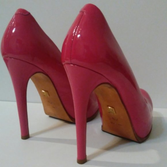 POUR LA VICTOIRE 6.5 PINK GLOSSY PATENT IRINA LEATHER PLATFORM HEELS - Picture 10 of 15